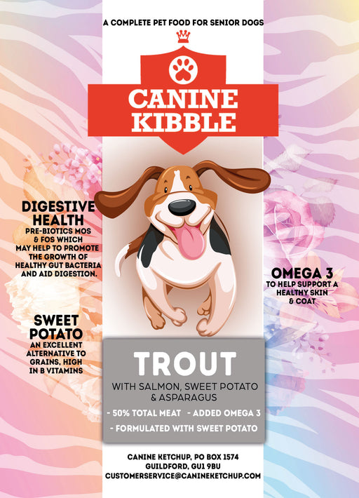 Canine Kibble Senior - Trout with Salmon, Sweet Potato and Asparagus - 12kg