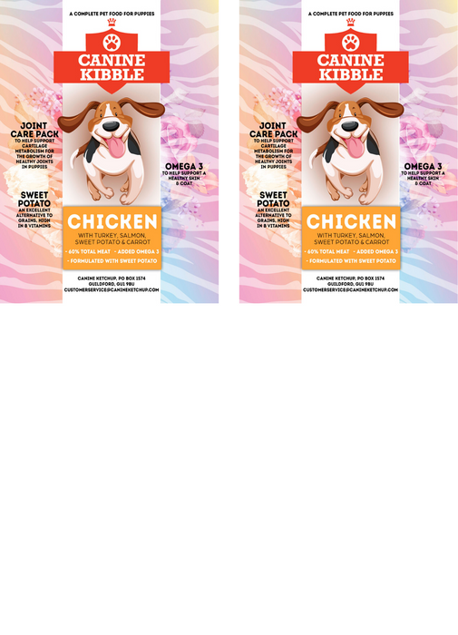 Canine Kibble for Puppies - Chicken with Turkey, Salmon, Sweet Potato and Carrot - 12kg
