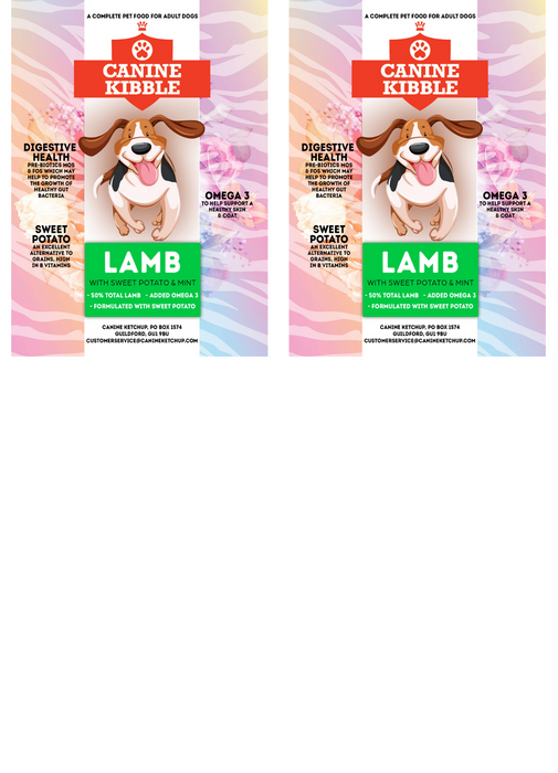 Canine Kibble Adult - Lamb with Sweet Potato and Mint - 12kg