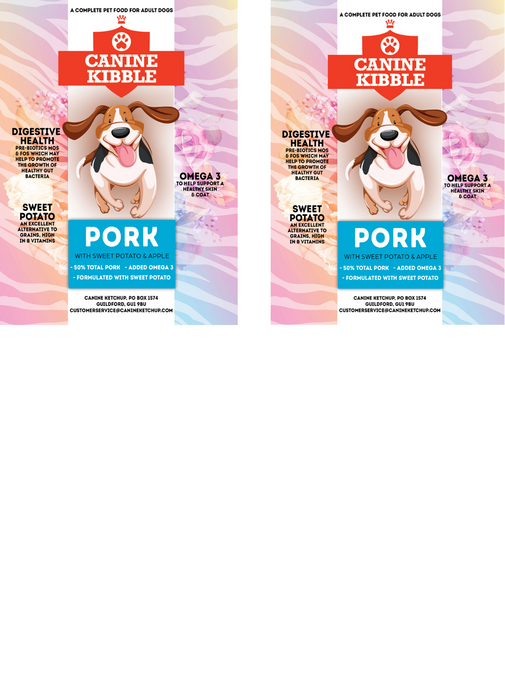 Canine Kibble Adult - Pork with Sweet Potato and Apple - 12kg